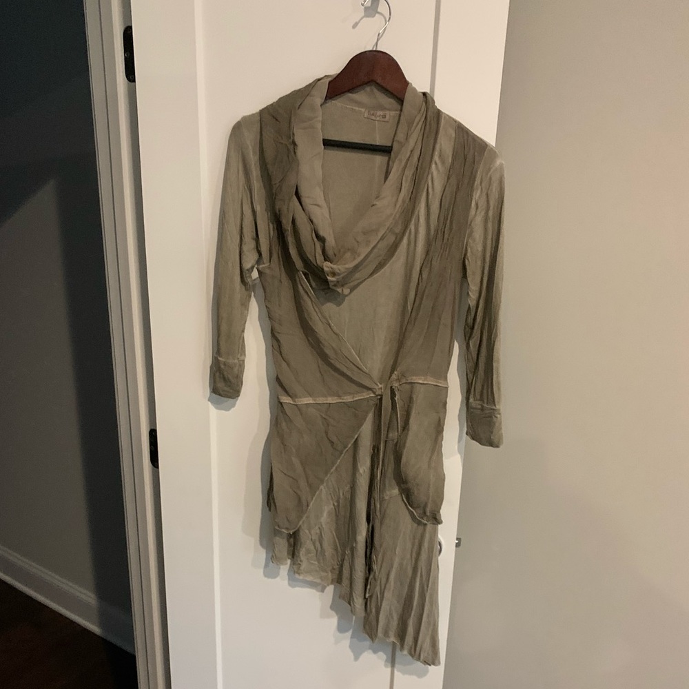Tan boho dress/tunic with front tie